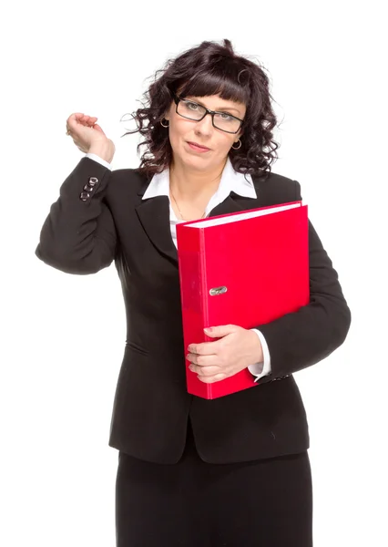 Cheerful senior business woman with folder — Stock Photo, Image