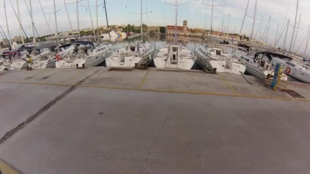 Air view on Mandraki Harbour — Stock Video