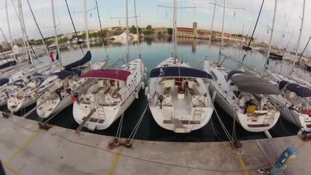 Air view on Mandraki Harbour — Stock Video