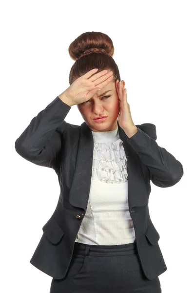 Mulher de negócios com uma cabeça de preensão de dor de cabeça — Fotografia de Stock