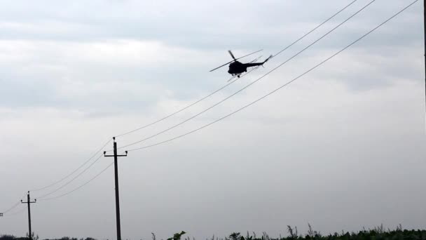 Fertilizante de pulverización en helicóptero — Vídeo de stock