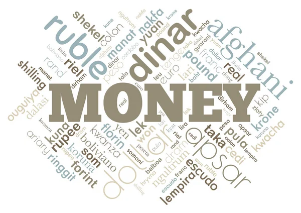 Word cloud valuta concept — Stockfoto