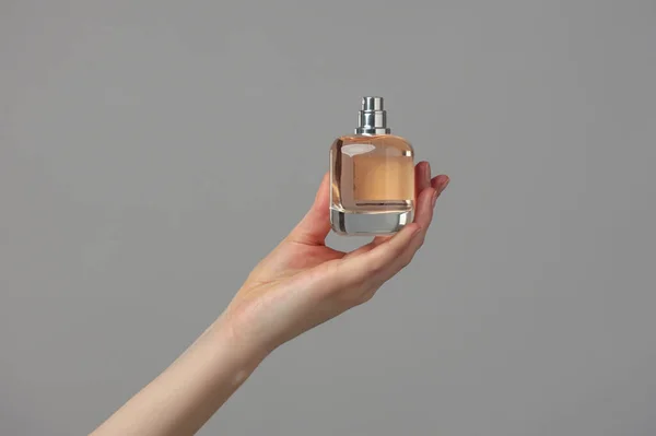 Perfume Bottle Beautiful Woman Hands — Stock Photo, Image