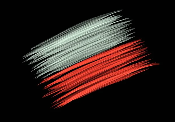 Σημαία Της Πολωνίας Μαύρο Φόντο — Φωτογραφία Αρχείου