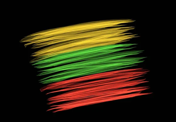 Litauische Nationalflagge Auf Schwarzem Hintergrund — Stockfoto