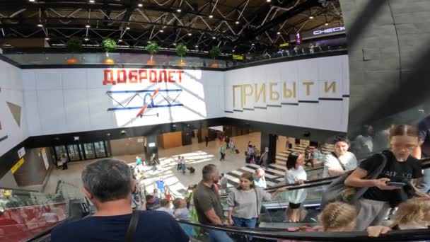 Внутрішній Дизайн Нового Пасажирського Терміналу Міжнародному Аеропорту Шереметьєво Svo Jul — стокове відео