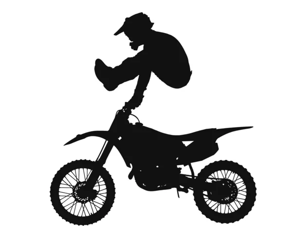 Silhouet van motorcross rijder — Stockfoto