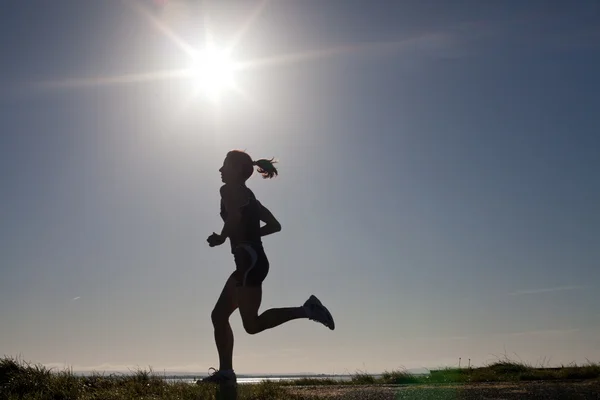 Läuferin, Marathon — Stockfoto