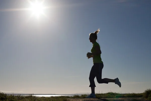 Läuferin, Marathon — Stockfoto