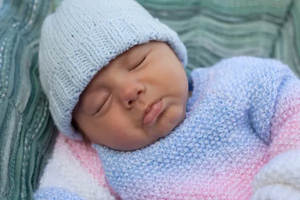 Baby boy in knitted jacket — Stock Photo, Image