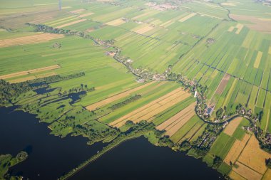 Aerial view over the lake. Amsterdam suburbs clipart