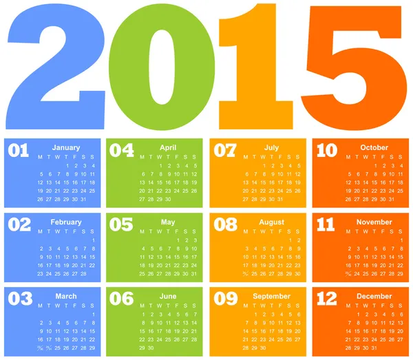 Calendrier pour l'année 2015 — Image vectorielle