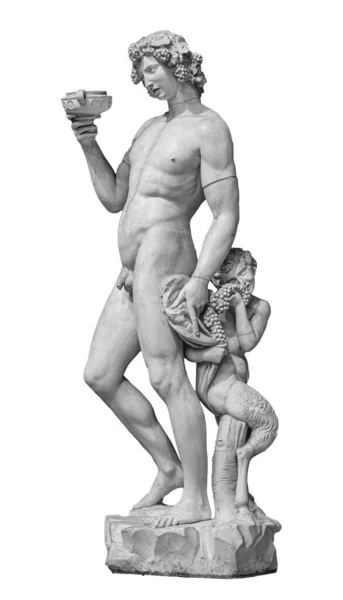 Dionysus 바쿠 스 와인 동상 초상화 흰색 절연 — 스톡 사진