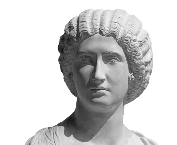 皇太后茱莉亚多姆娜的狂暴被白色背景隔离的古代雕塑。经典的古代女性肖像 免版税图库照片