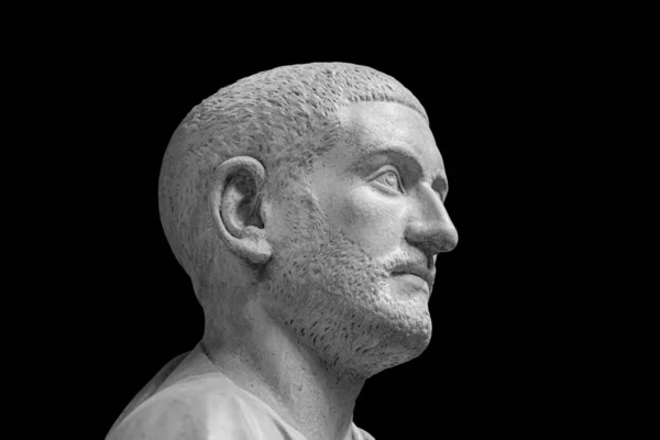 Portrait of Roman emperor Marcus Julius Philippus Arabs. Philip the Arab isolated on black background. Classic antiquity man portrait — Stock Photo, Image