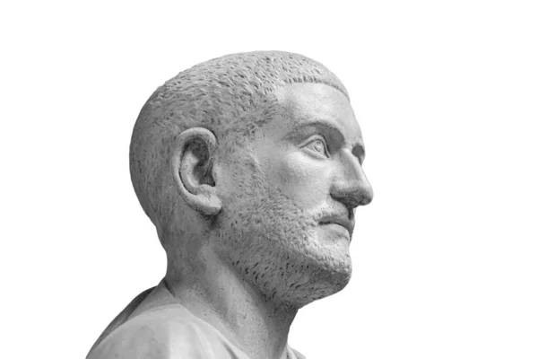 Portretul împăratului roman Marcus Julius Philippus Arabs. Filip arab izolat pe fundal alb. Antichitate clasică portret bărbat — Fotografie, imagine de stoc