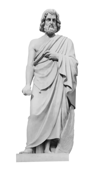 Statue of the biblical inventor Daedalus. Ancient sculpture isolated on white background. Classic antiquity man portrait — Zdjęcie stockowe