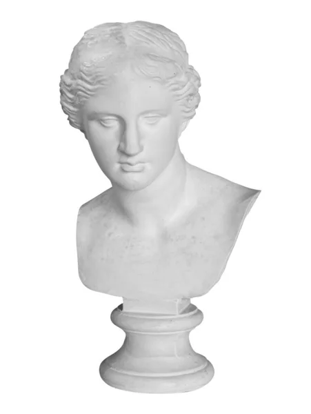 하얀 배경에는 고대 비너스의 머리가 따로 붙어 있었다. 플라스틱 조각품 여인의 얼굴 — 스톡 사진