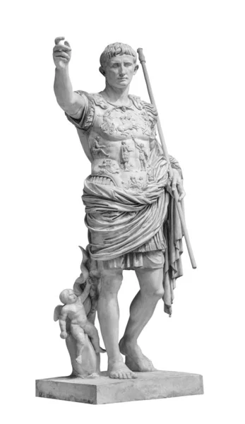 Emperador romano César Augusto de Prima Oporto estatua aislada sobre fondo blanco con camino de recorte — Foto de Stock