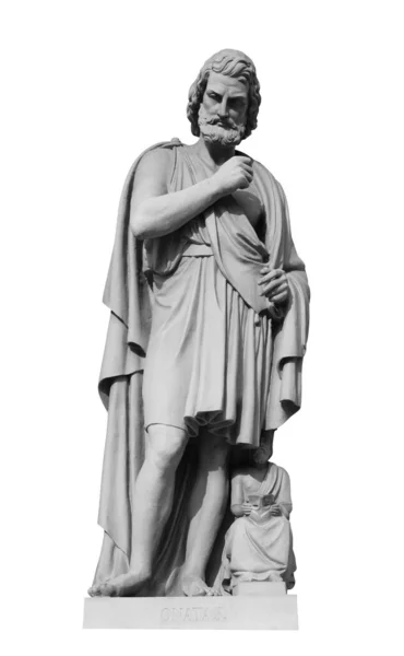 Statue d'Onatas à Saint-Pétersbourg. Il était un sculpteur grec antique de l'époque des guerres de Perse et un membre de l'école florissante d'Egine sur fond blanc avec chemin de coupe Photos De Stock Libres De Droits