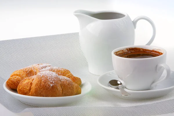 Breakfast Coffee Croissant — Stock Photo, Image