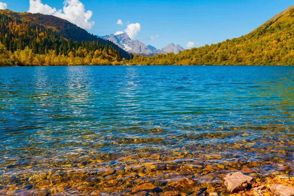 Landscape Kardyvach Mountain Lake Rocky Mountain Peaks Caucasus Mountains Autumn — Stock Photo, Image