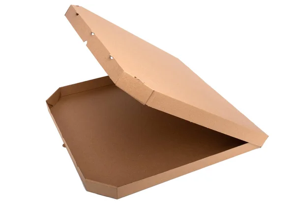 Паперова Коробка Піци Ізольована Білому Тлі Порожня Коробка Піци Макет — стокове фото