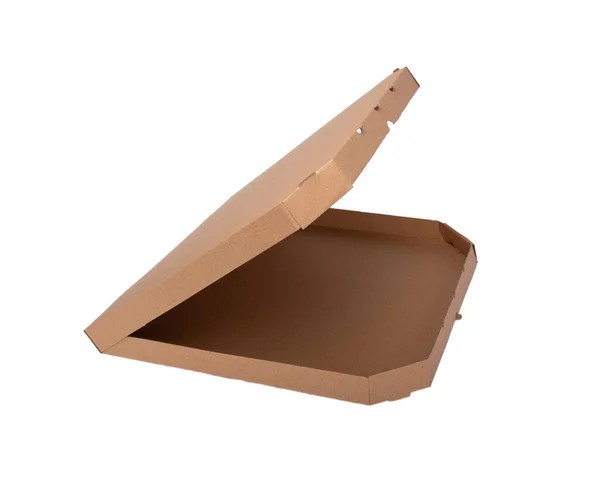 Паперова Коробка Піци Ізольована Білому Тлі Порожня Коробка Піци Макет — стокове фото