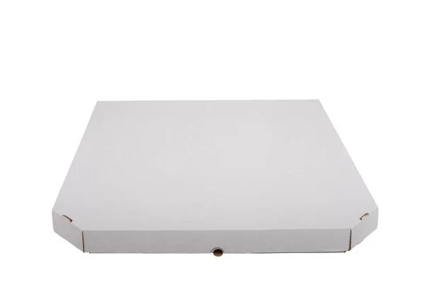 Біла Коробка Піци Концепція Упаковки Доставки Порожня Коробка Піци Макет — стокове фото