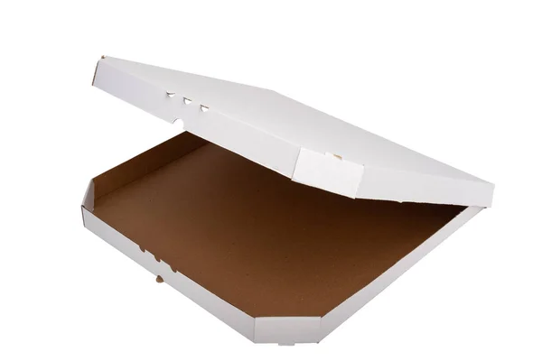 Біла Коробка Піци Концепція Упаковки Доставки Порожня Коробка Піци Макет — стокове фото