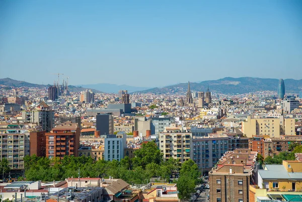 Panoramatický Výhled Barcelonu Letním Dni Španělsko — Stock fotografie