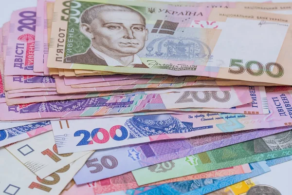 Hryvnia Ukrainienne Pièces Fond Concept Recevoir Salaire Pension Inflation Dépôt — Photo