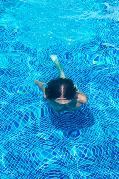 Boy Outdoor Swimming Pool Teenager Swimming Pool Summer Vacation Hotel — Stock Photo, Image