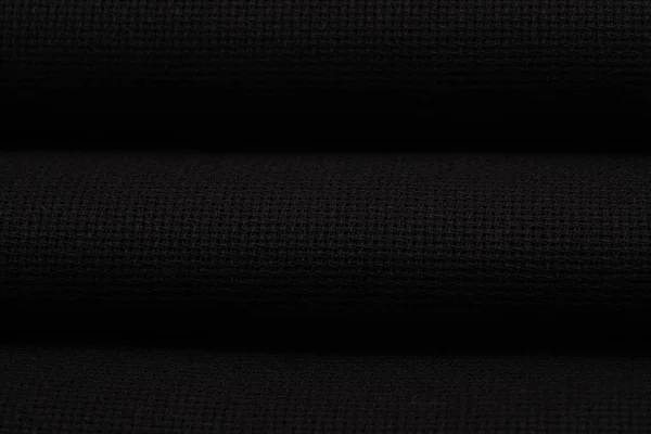 Black Fabric Texture Background Texture Fabric Embroidery Black Blank Canvas — Stock Photo, Image