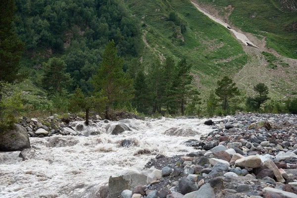Řeka Azau Baksan Kavkaze Baksan Pochází Ledovců Elbrusu Kabardino Balkaria — Stock fotografie