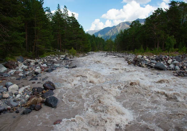Azau Rivier Baksan Kaukasus Baksan Komt Uit Gletsjers Van Elbrus — Stockfoto