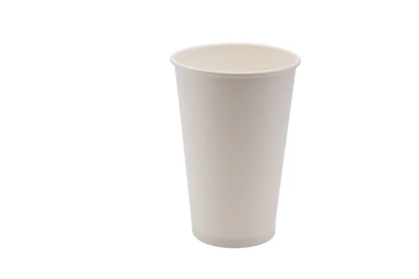 Одноразова Біла Паперова Чашка Ізольована Білому Тлі Напій Винос Виймання — стокове фото