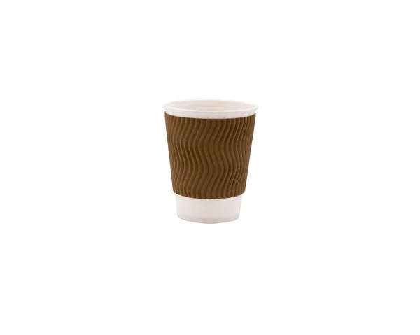 Copo Café Chá Papel Kraft Marrom Com Fundo Branco Isolado — Fotografia de Stock