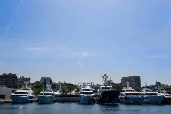 Barcelone Catalogne Espagne Mai 2022 Yachts Port Vell City Landscape — Photo