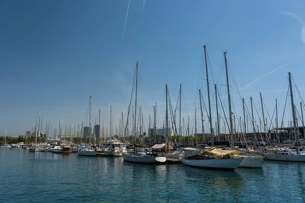 Barcelone Catalogne Espagne Mai 2022 Yachts Port Vell Barcelona City — Photo