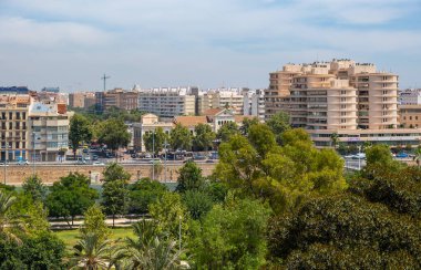Valencia, Spain - August 06, 2019: Aerial view of the old city 