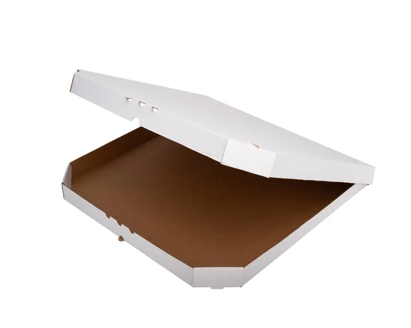 White Carton Pizza Box Isolated White Background Restaurant Delivery Packging — Fotografia de Stock
