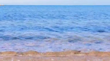 Blue sea and sandy beach. Mediterranean coast