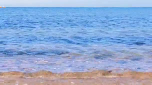 Blue Sea Sandy Beach Mediterranean Coast — Stock video
