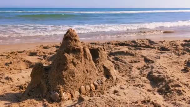 Sand Castle Coast Summer Holidays Sea — ストック動画