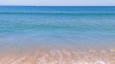 Blue sea and sandy beach. Mediterranean coast