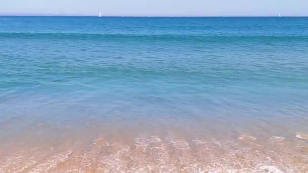 Blue Sea Sandy Beach Mediterranean Coast — 图库视频影像