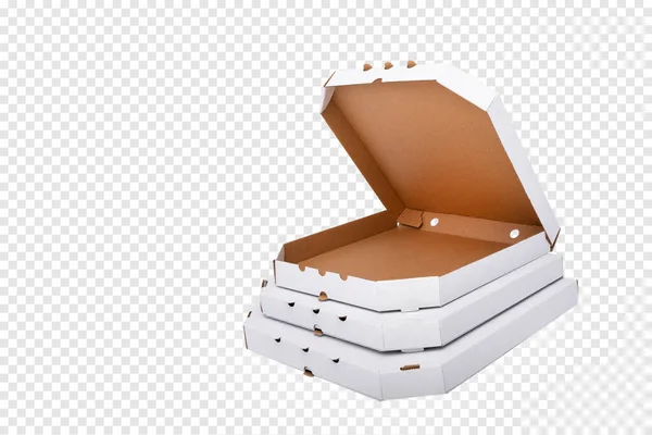 White Carton Pizza Boxes Isolated White Background Restaurant Delivery Packging — Fotografia de Stock