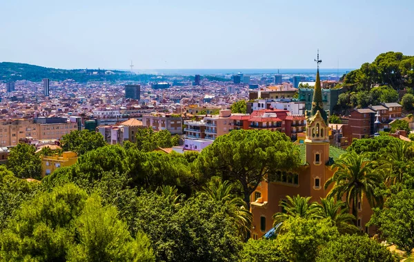 Pohled Město Barcelona Parku Guell Španělsko — Stock fotografie