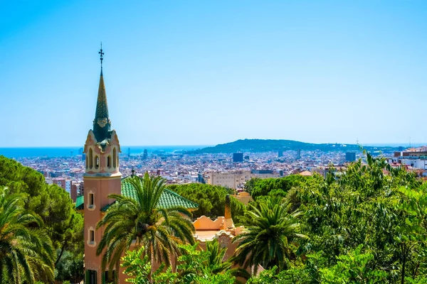 Pohled Město Barcelona Parku Guell Španělsko — Stock fotografie